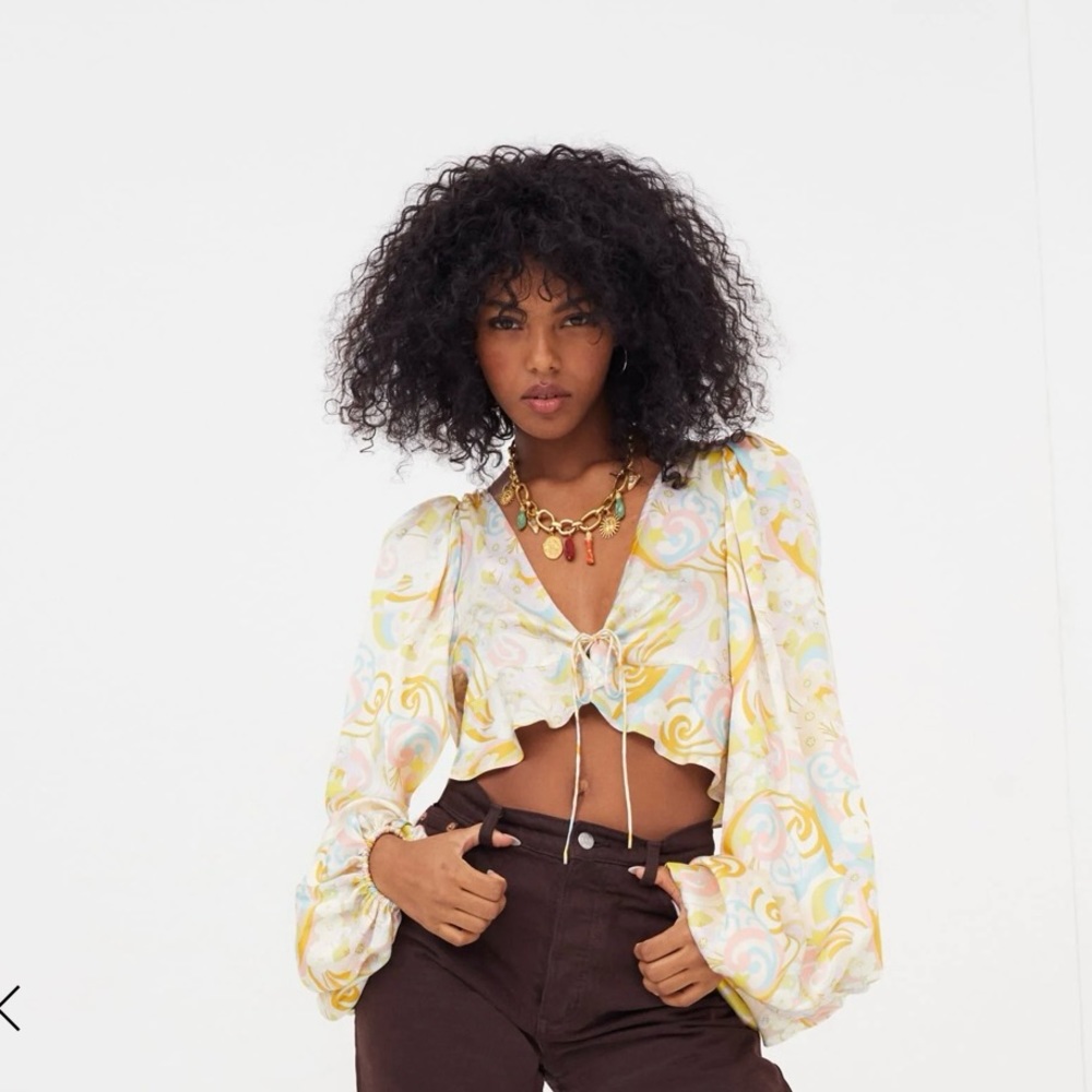 For Love and Lemons Marcia Crop Top Size Small